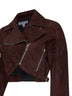 Giacca biker crop in pelle scamosciata marrone