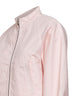 Giacca arrotondata in denim di cotone tinto rosa<BR/>