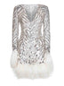 Pearl grey embroidered tulle minidress