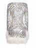 Pearl grey embroidered tulle minidress