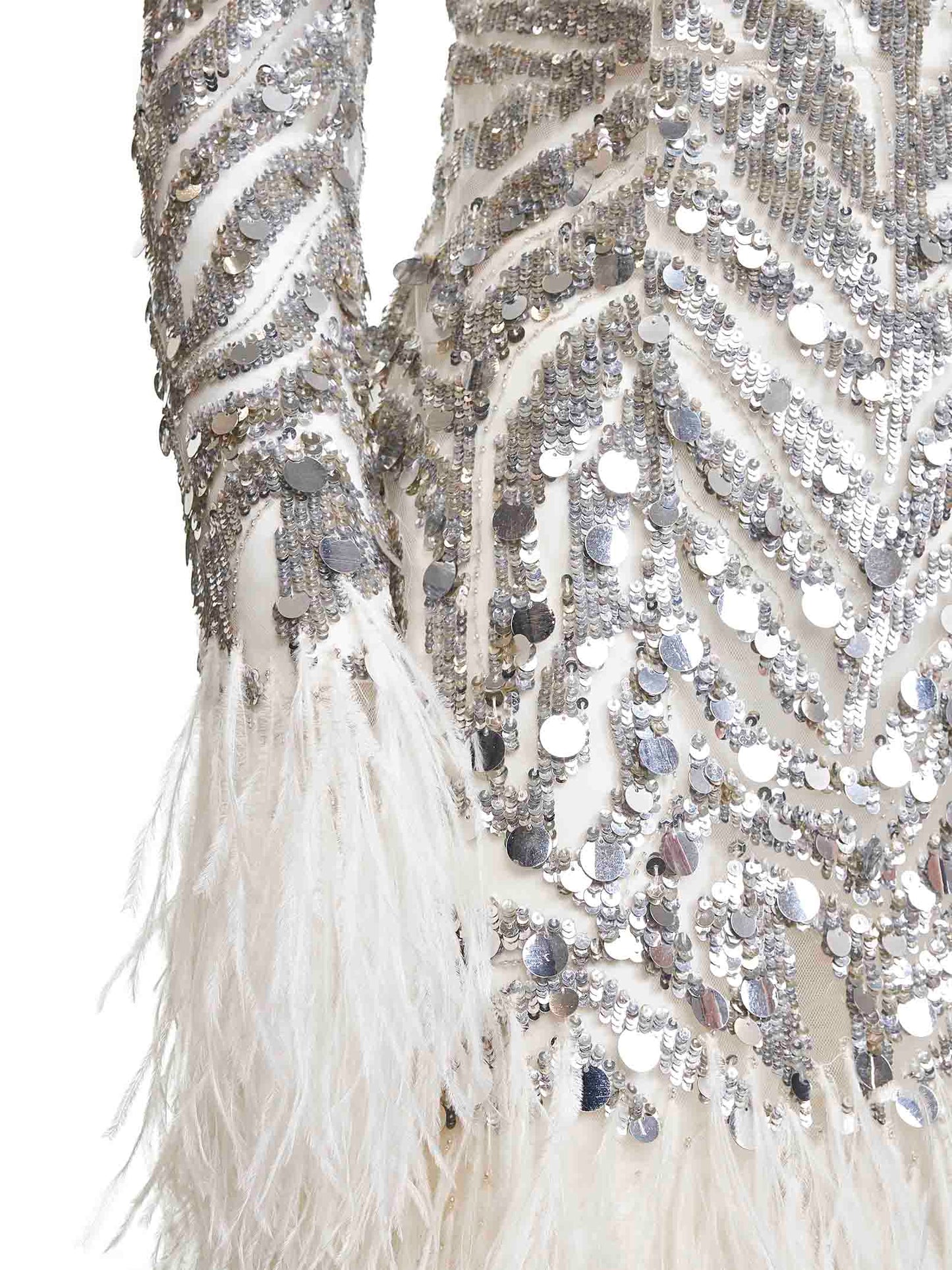 Pearl grey embroidered tulle minidress