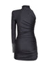 Miniabito monospalla in lycra nera con strass
