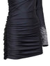 Miniabito monospalla in lycra nera con strass