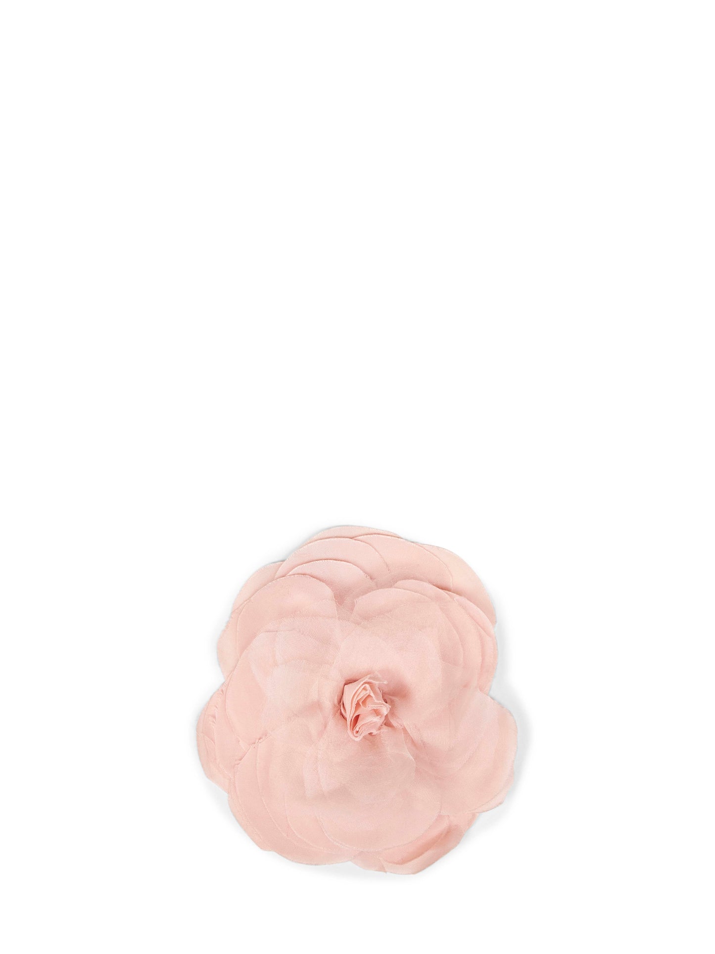 Pink viscose and taffeta and organza flower brooch