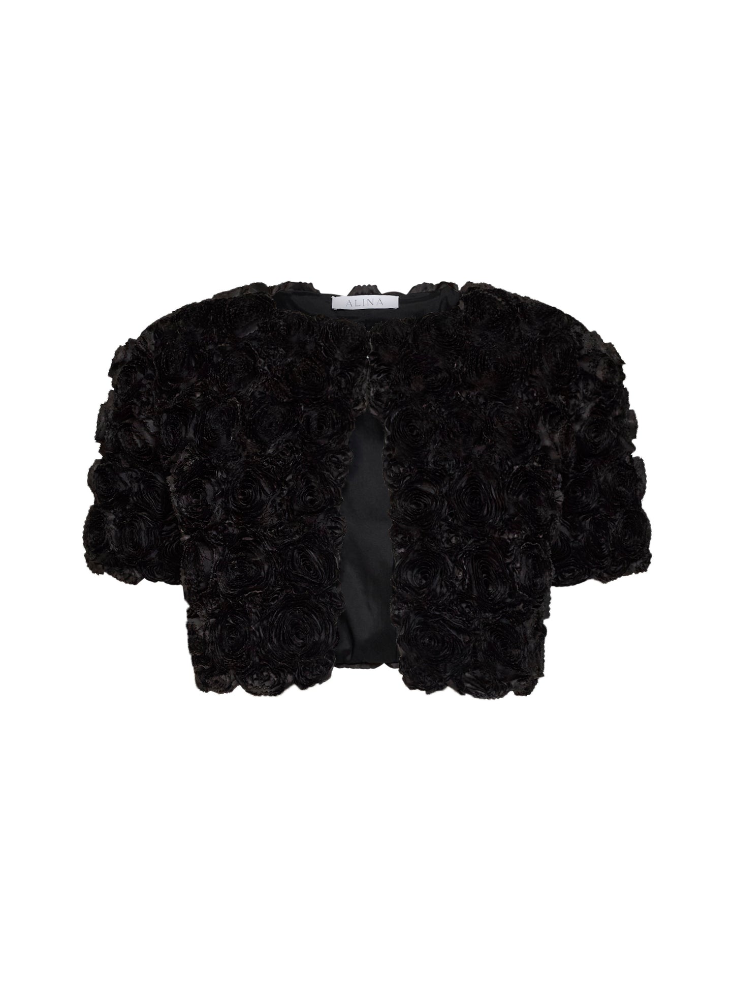 Black rose taffeta cropped jacket