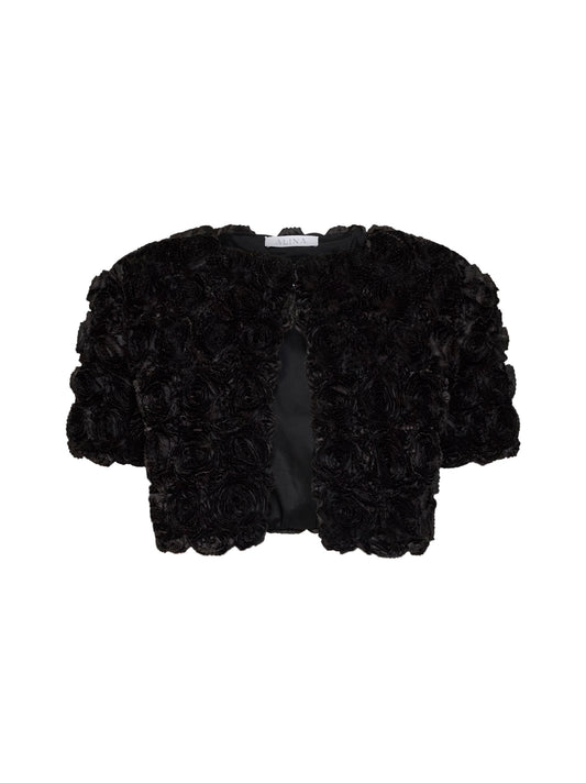 Black rose taffeta cropped jacket