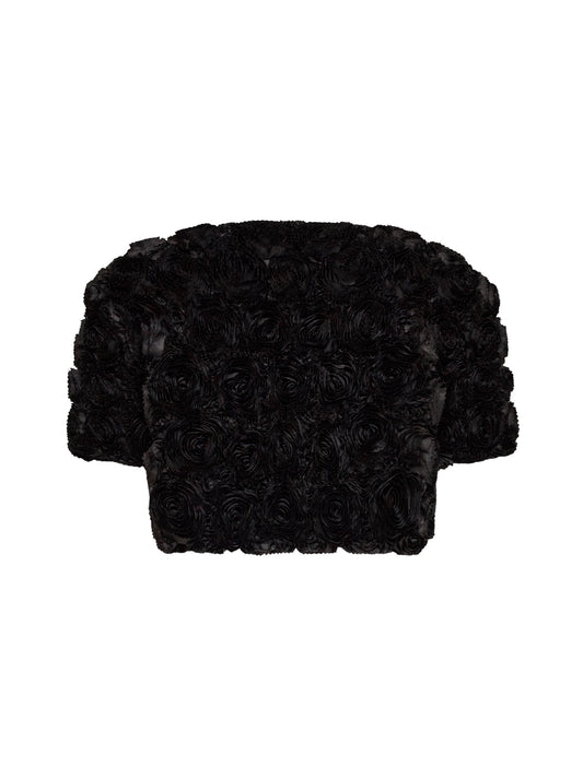 Black rose taffeta cropped jacket