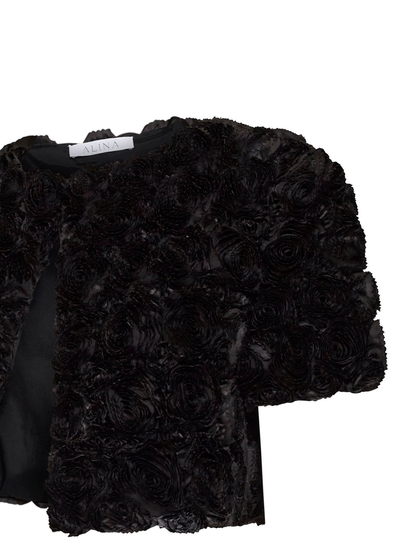 Black rose taffeta cropped jacket