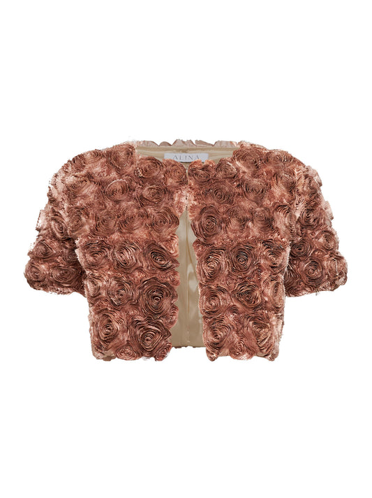 Champagne rose taffeta cropped jacket