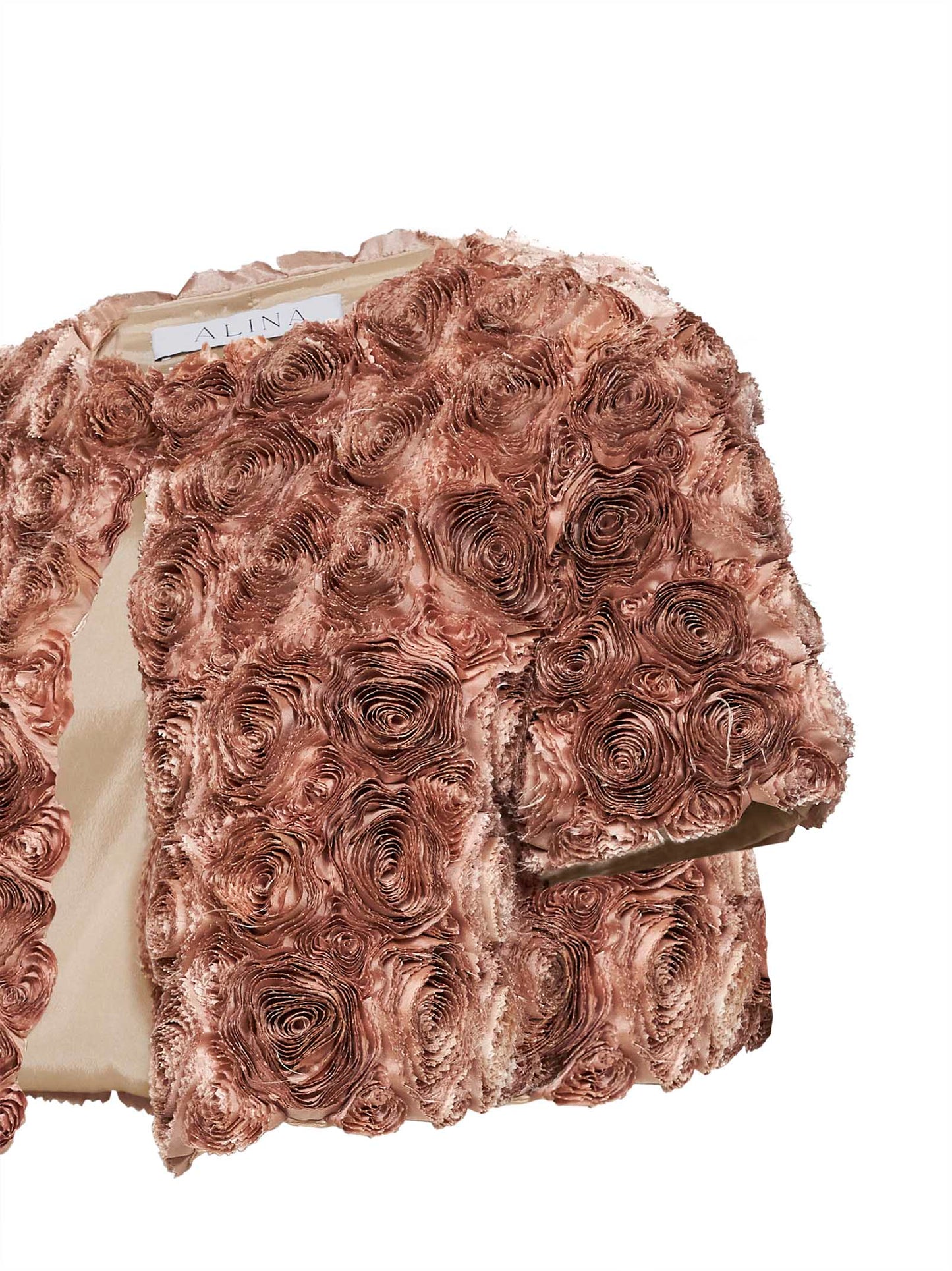 Giacca corta in taffetà a rose champagne