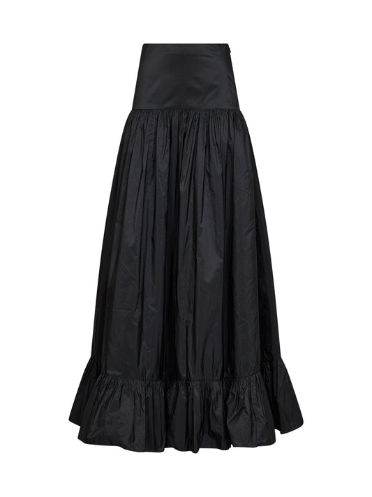 Black taffeta full maxi skirt