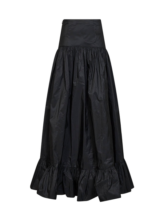 Black taffeta full maxi skirt