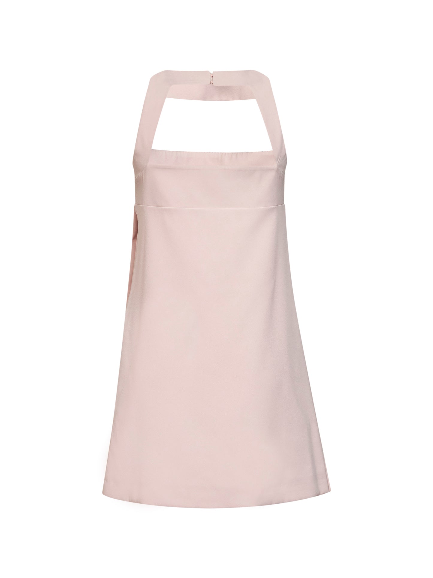 Powder pink stretch crepe mini dress with jewel buttons