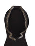 Abito lungo in crêpe stretch nero con ricamo serpente