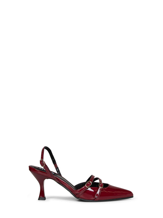 Décolleté slingback Joelle in pelle verniciata bordeaux