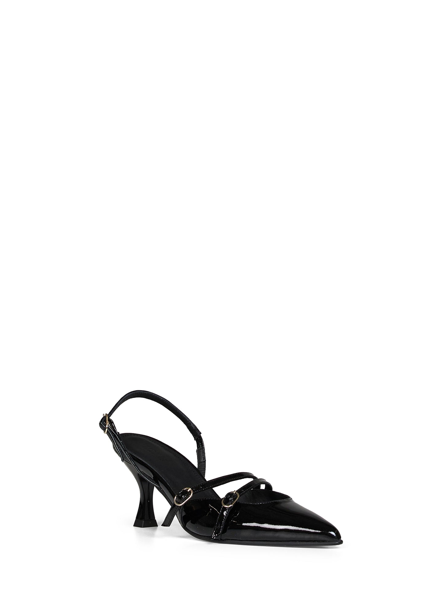 Black patent leather Joelle slingback pumps