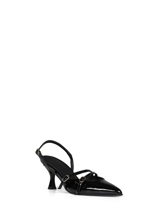 Décolleté slingback Joelle in pelle verniciata nera