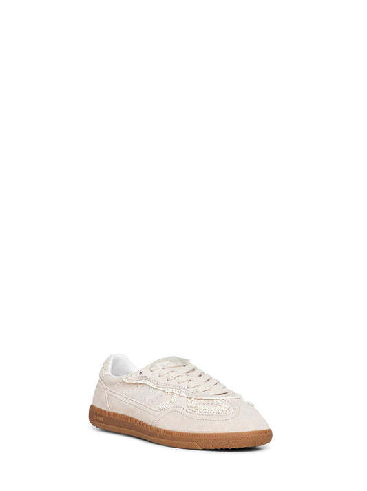 Sneakers Tb.490 in camoscio crema con dettagli all'uncinetto