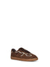 Sneakers Tb.490 in camoscio cioccolato con dettagli all'uncinetto