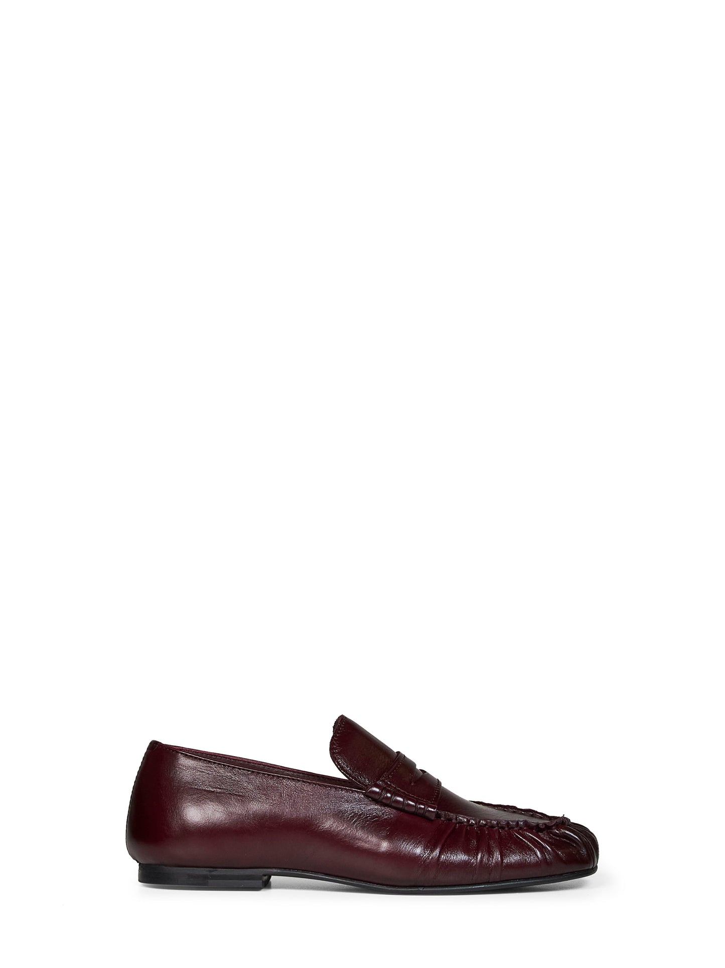 Burgundy crinkled-effect leather Aven loafers