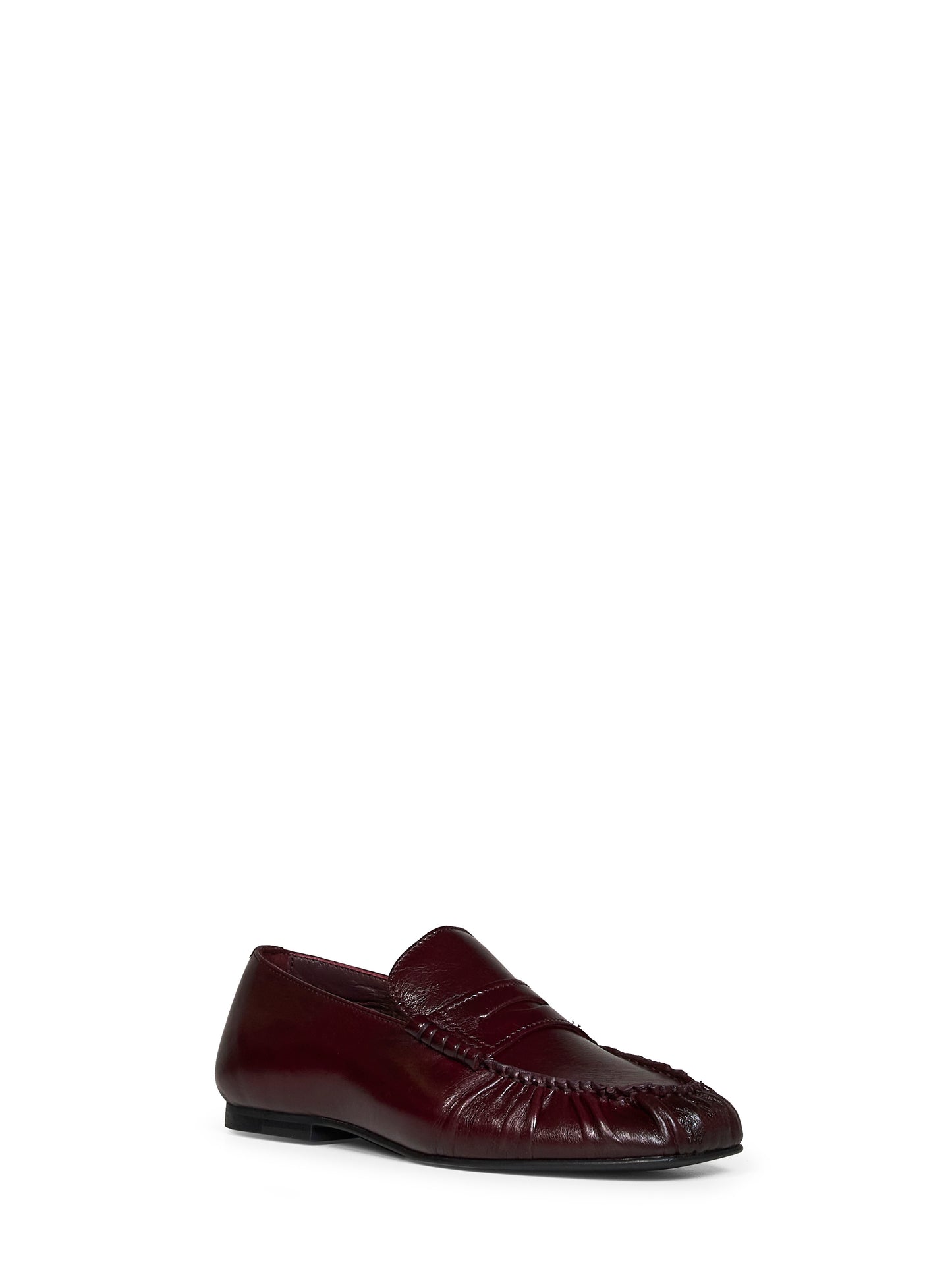 Burgundy crinkled-effect leather Aven loafers