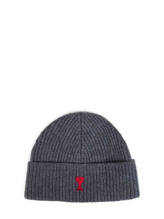 Berretto Ami de Cœur in maglia di lana merino infeltrita grigia
