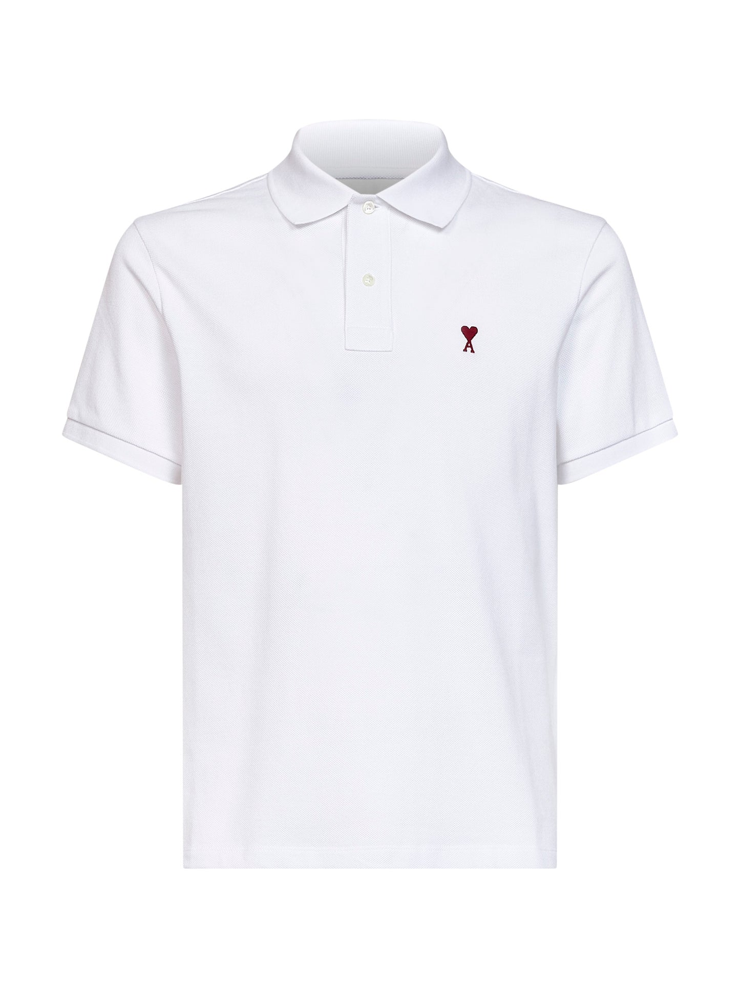 Polo Ami de Cœur in piquet di cotone bianco