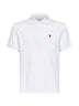 Polo Ami de Cœur in piquet di cotone bianco