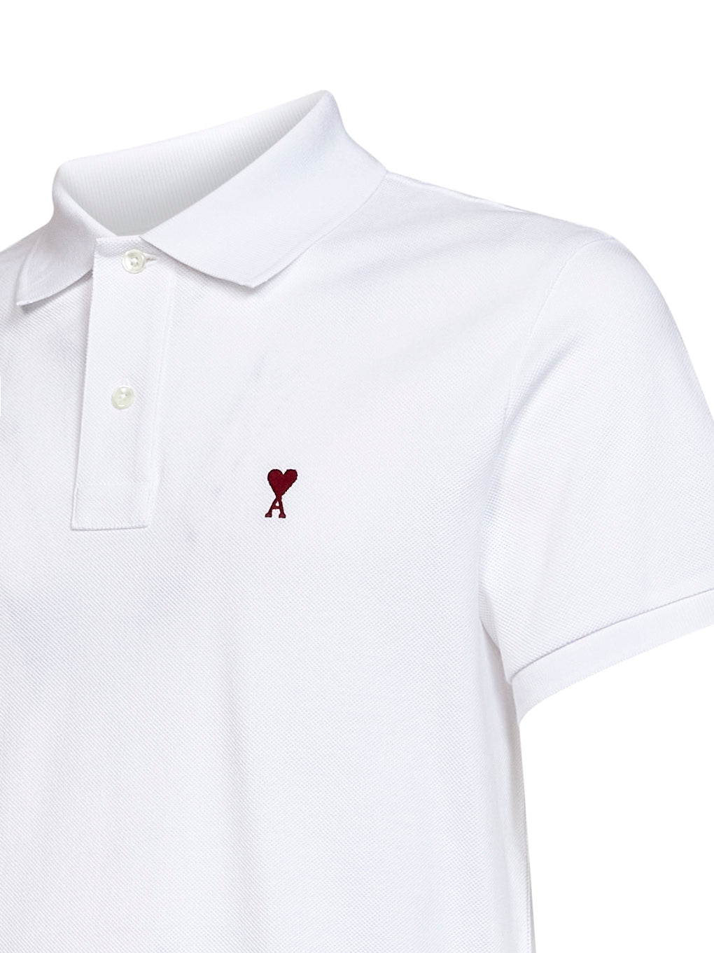 Polo Ami de Cœur in piquet di cotone bianco