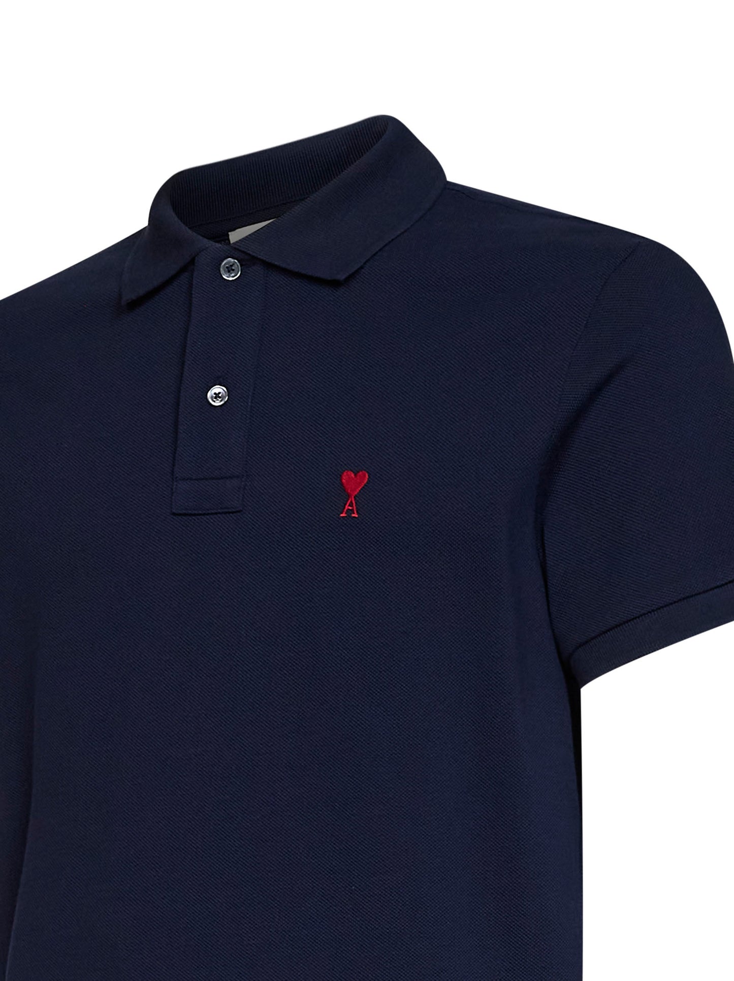 Polo Ami de Cœur in piquet di cotone blu notte