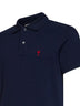 Polo Ami de Cœur in piquet di cotone blu notte