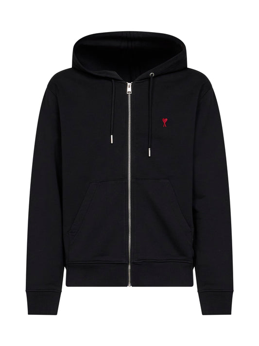 Black cotton Ami de Cœur zip-up hoodie