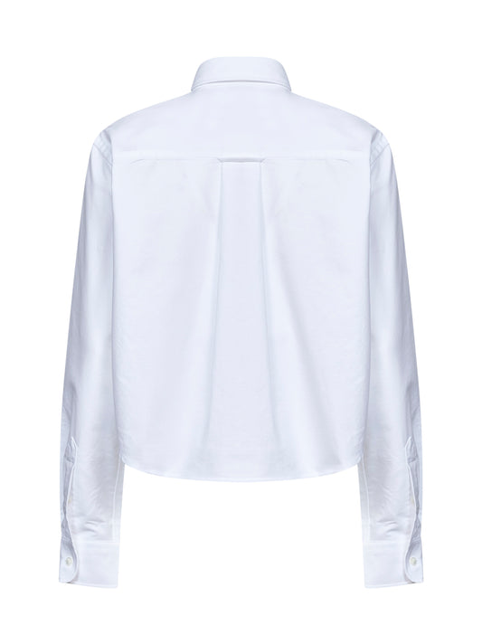 White cotton poplin cropped shirt