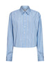 Blue striped cotton poplin cropped shirt