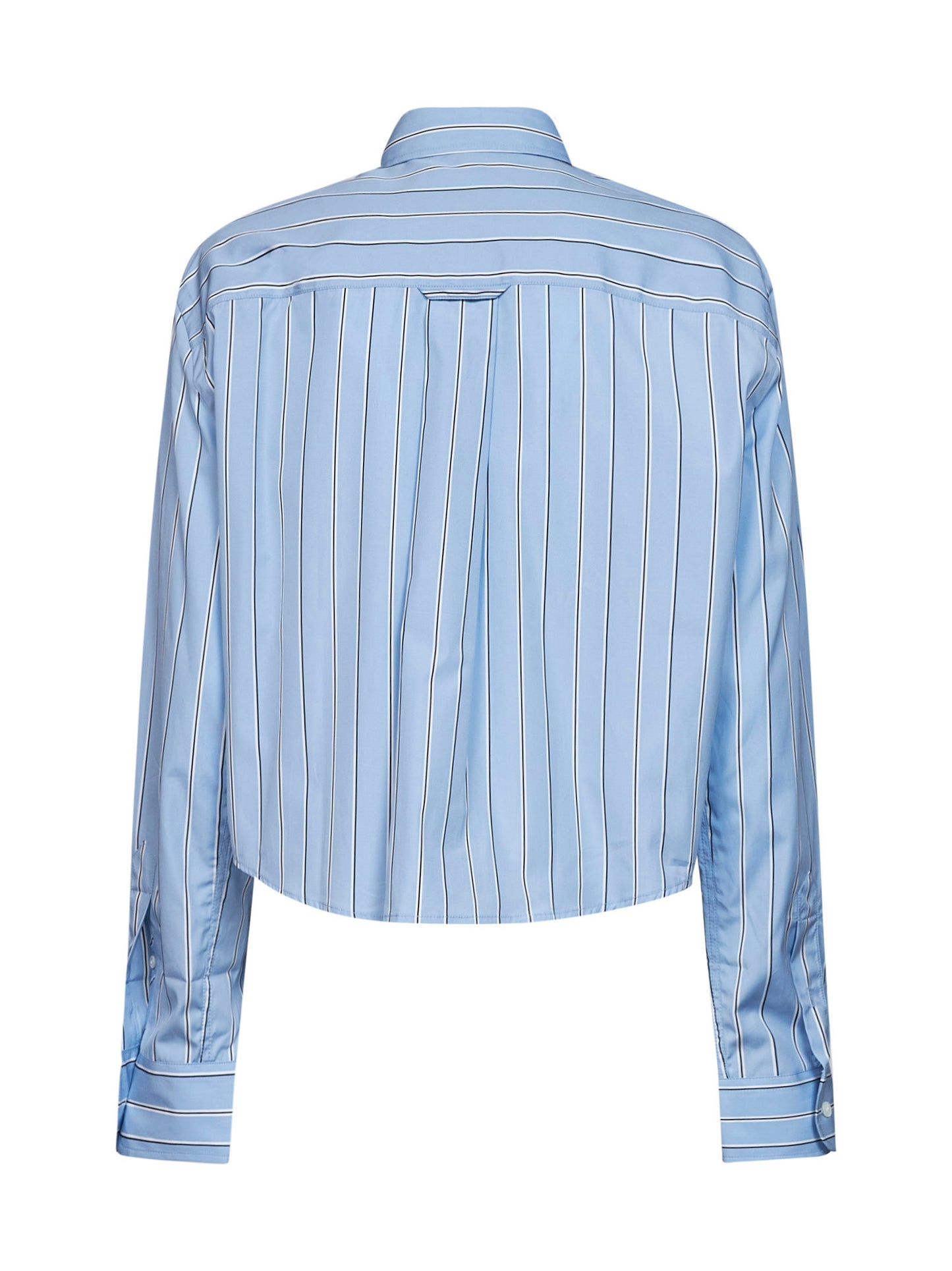 Blue striped cotton poplin cropped shirt
