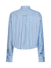 Blue striped cotton poplin cropped shirt