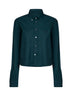 Green cotton poplin cropped shirt