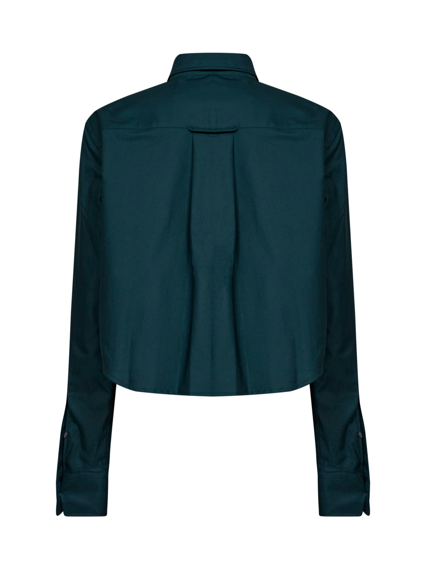 Green cotton poplin cropped shirt