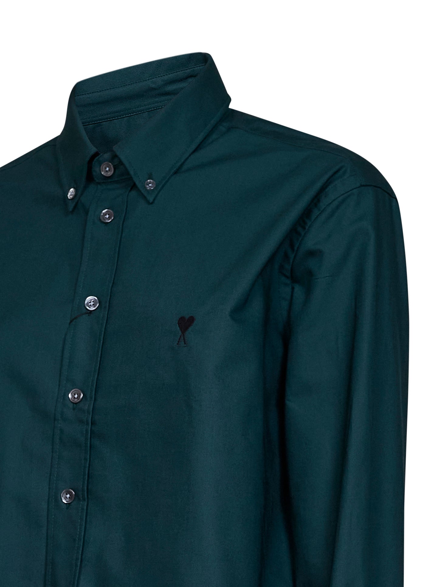 Green cotton poplin cropped shirt