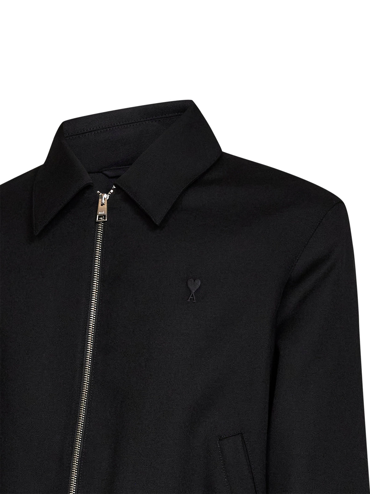 Black wool gabardine Ami de Cœur padded jacket