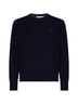 Navy blue merino wool Ami de Cœur crewneck sweater