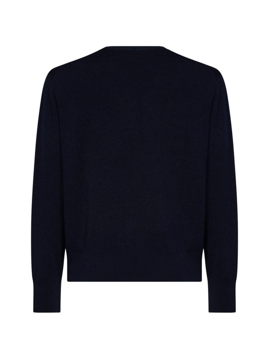Navy blue merino wool Ami de Cœur crewneck sweater