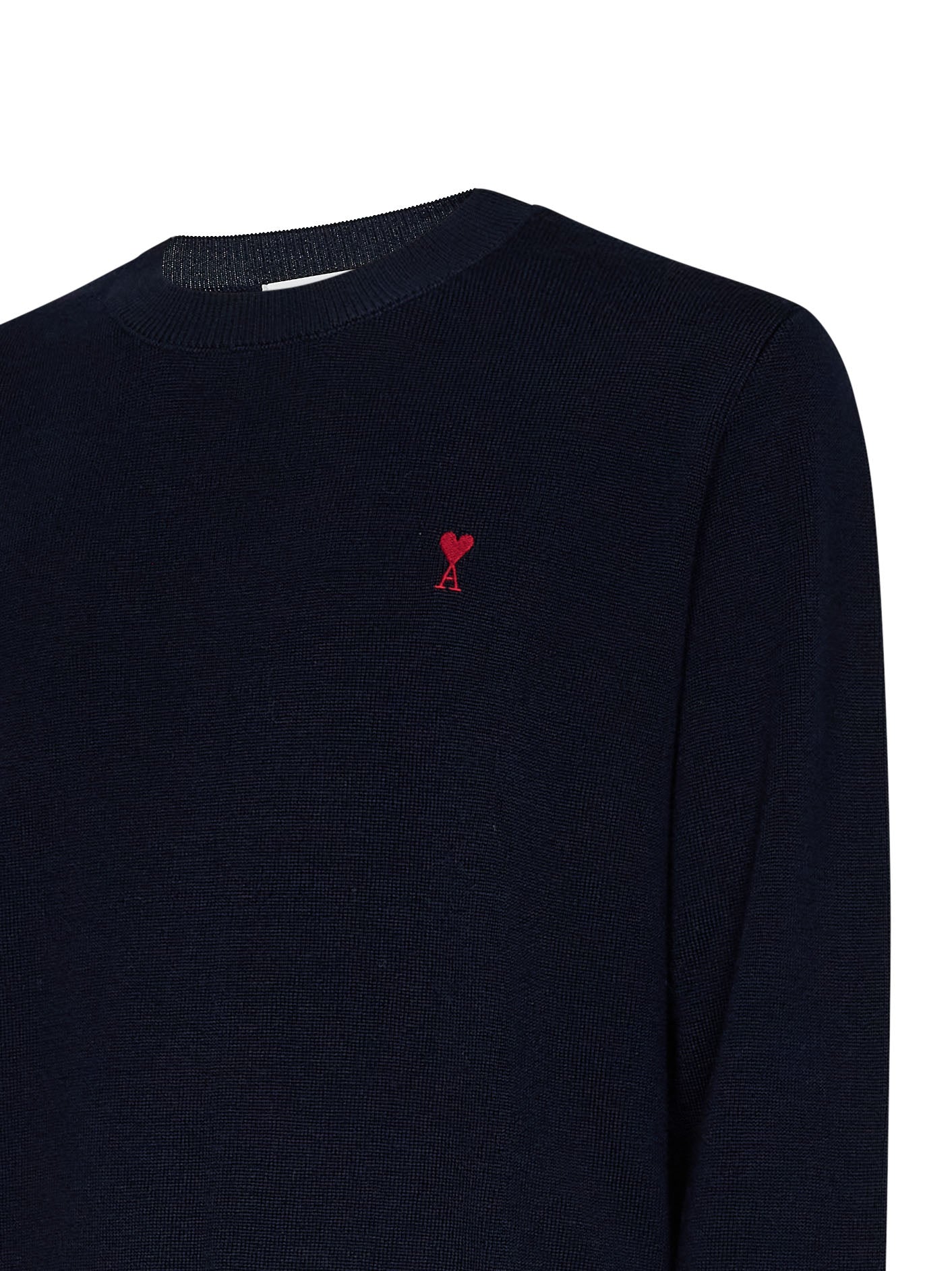 Navy blue merino wool Ami de Cœur crewneck sweater