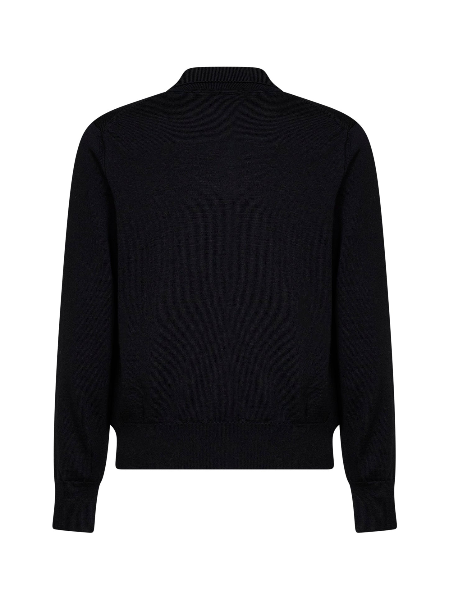Black extra-fine merino wool knit Ami de Cœur polo shirt