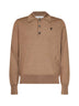 Polo Ami de Cœur in maglia di lana merino extrafine cammello