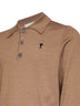 Polo Ami de Cœur in maglia di lana merino extrafine cammello