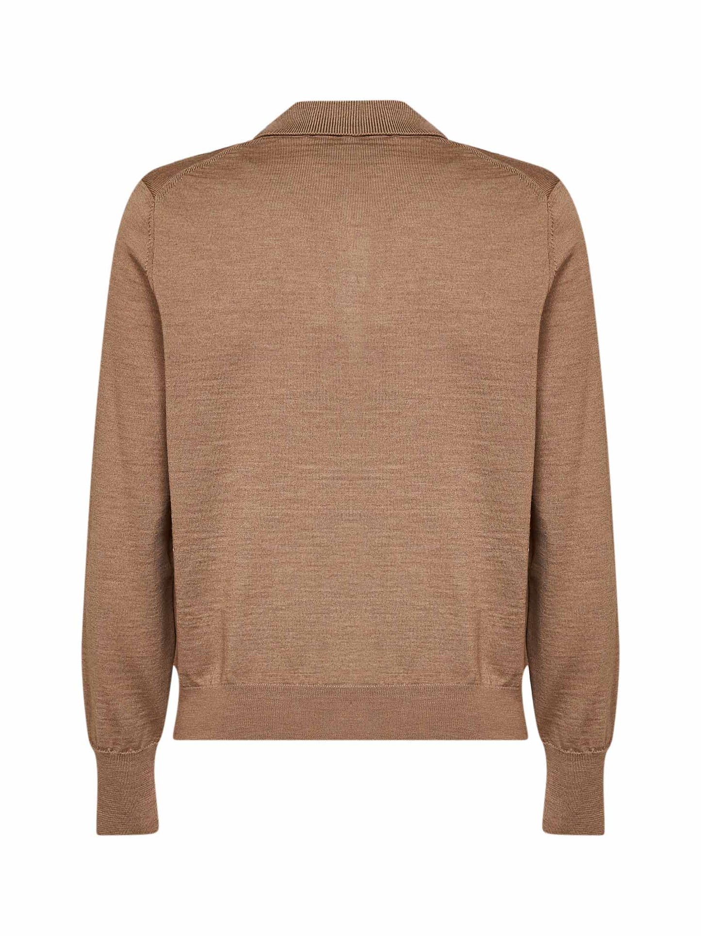Polo Ami de Cœur in maglia di lana merino extrafine cammello
