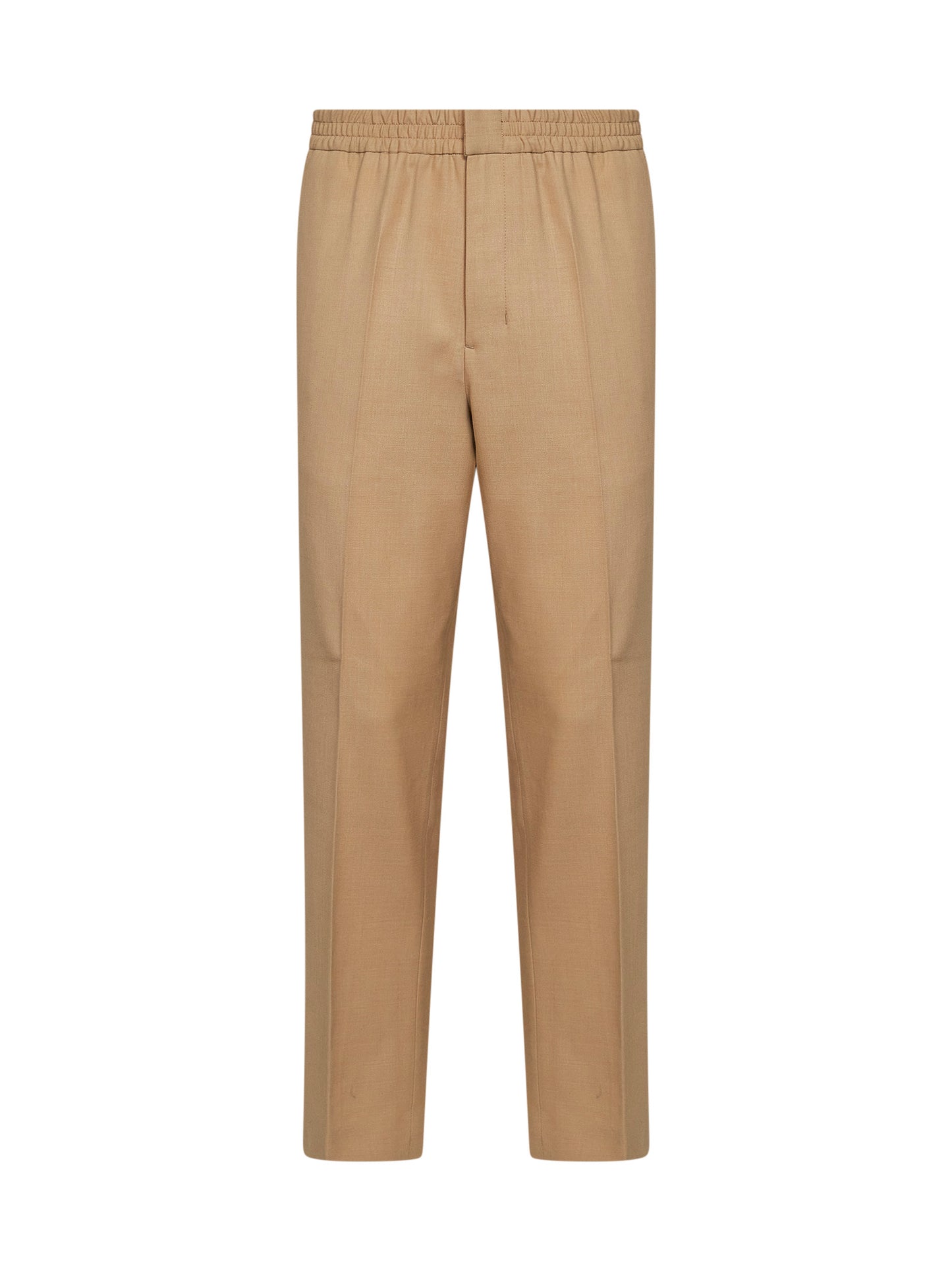 Beige wool serge trousers with elasticated waistband