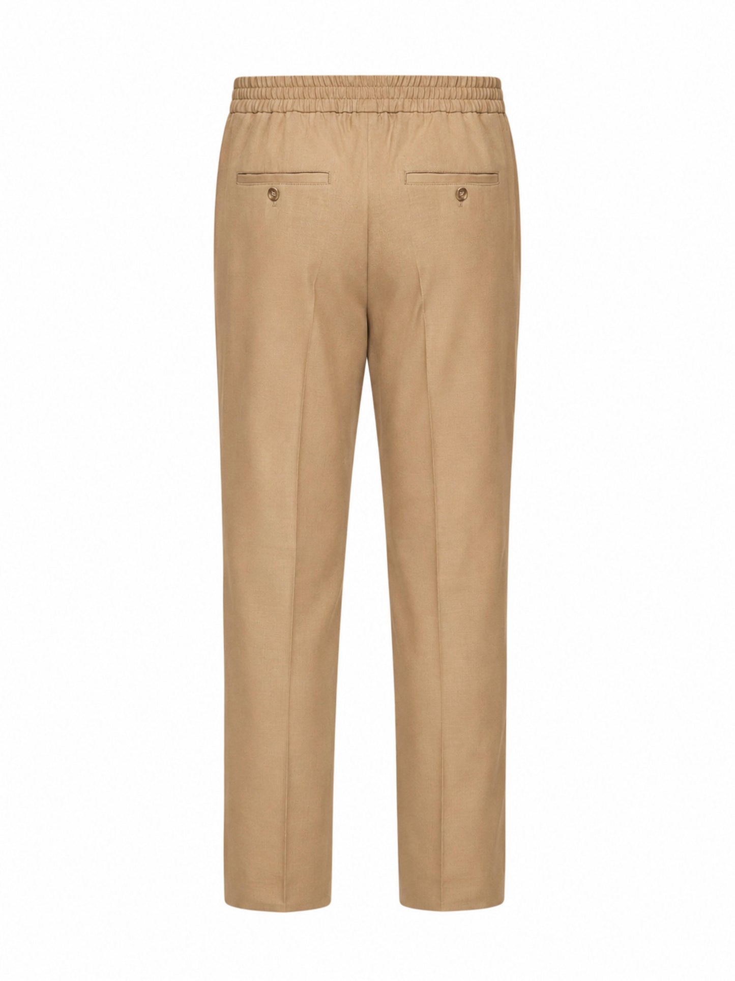 Beige wool serge trousers with elasticated waistband