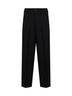 Black wool serge double-pleat wide trousers